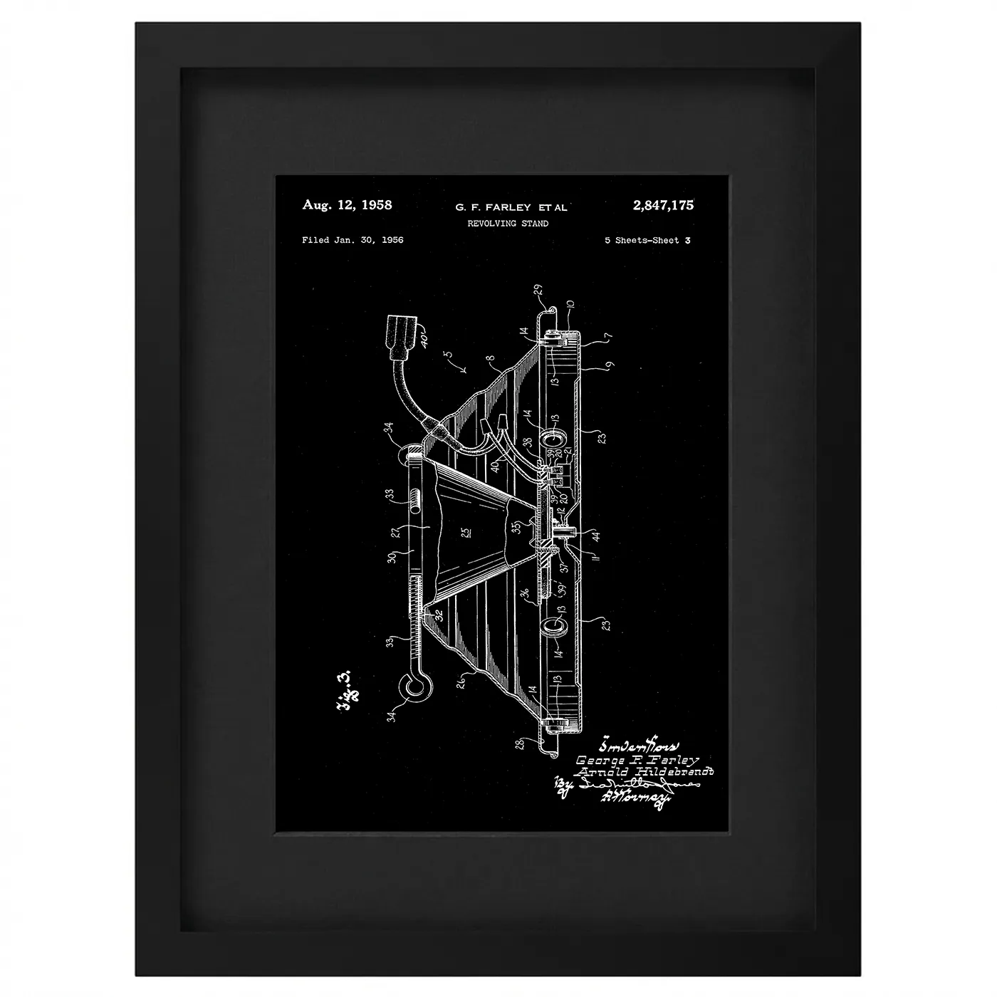 Framed patent art print - black frame
