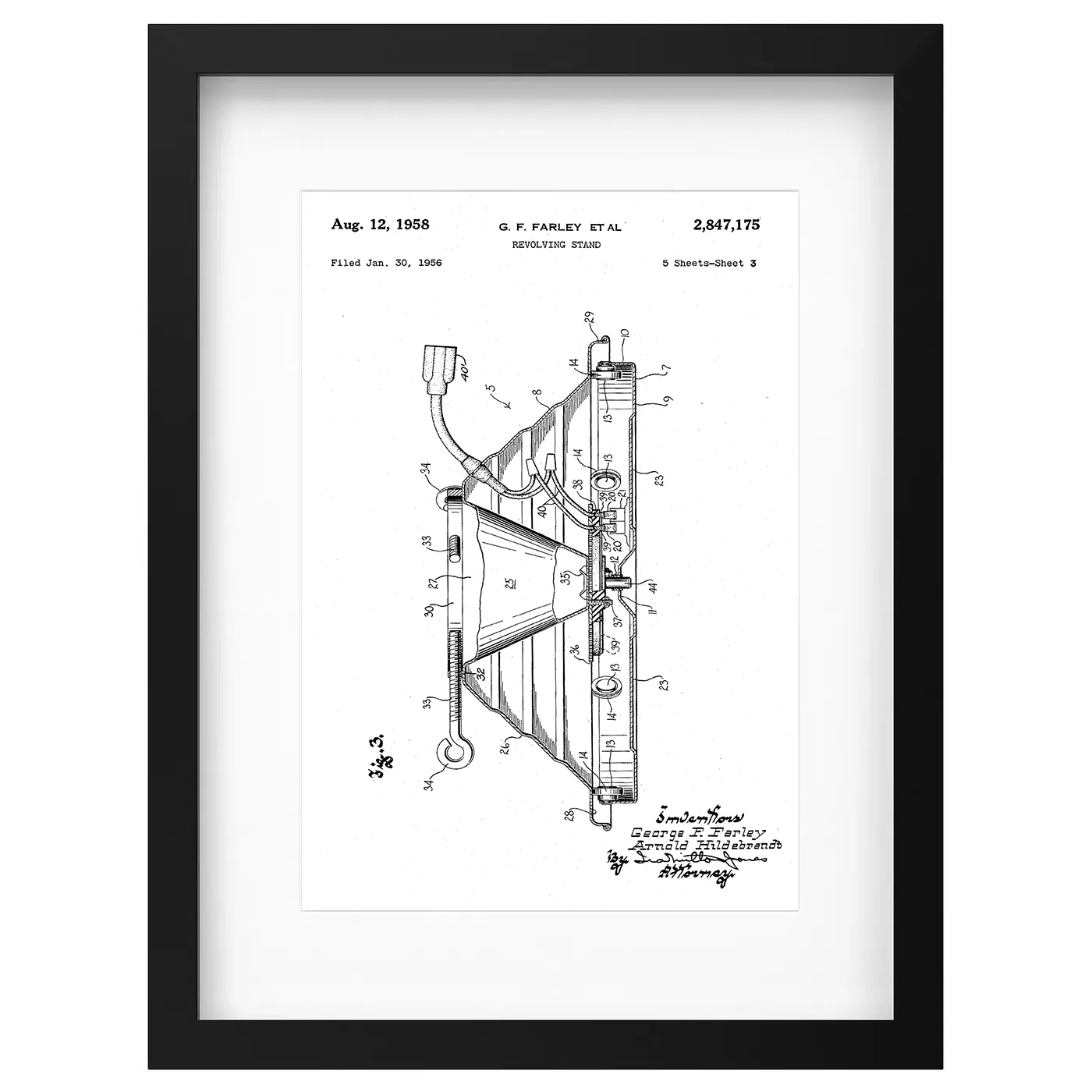 Framed patent art print - white frame