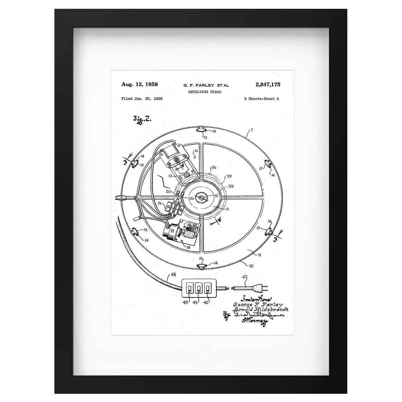 Framed patent art print - white frame