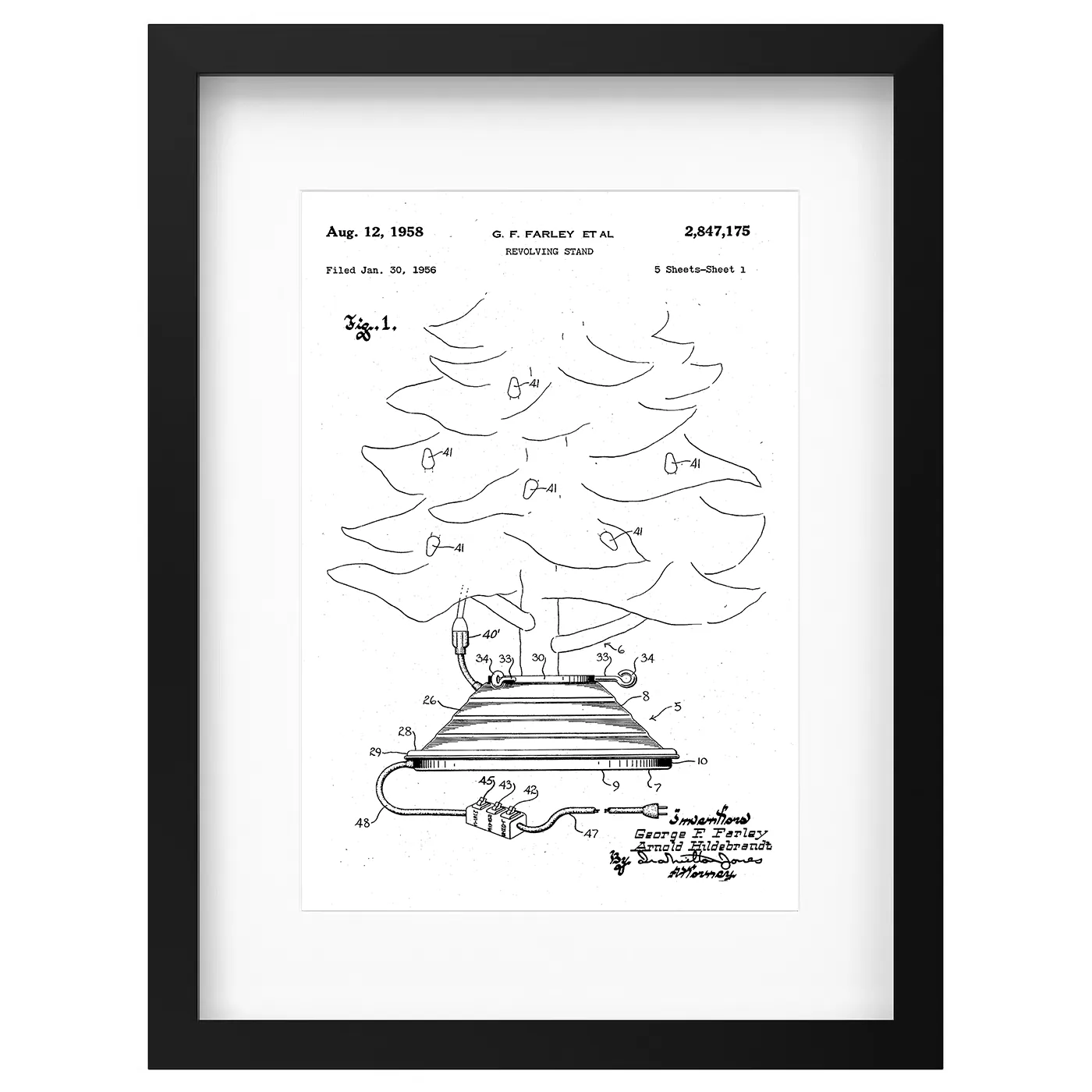 Framed patent art print - white frame