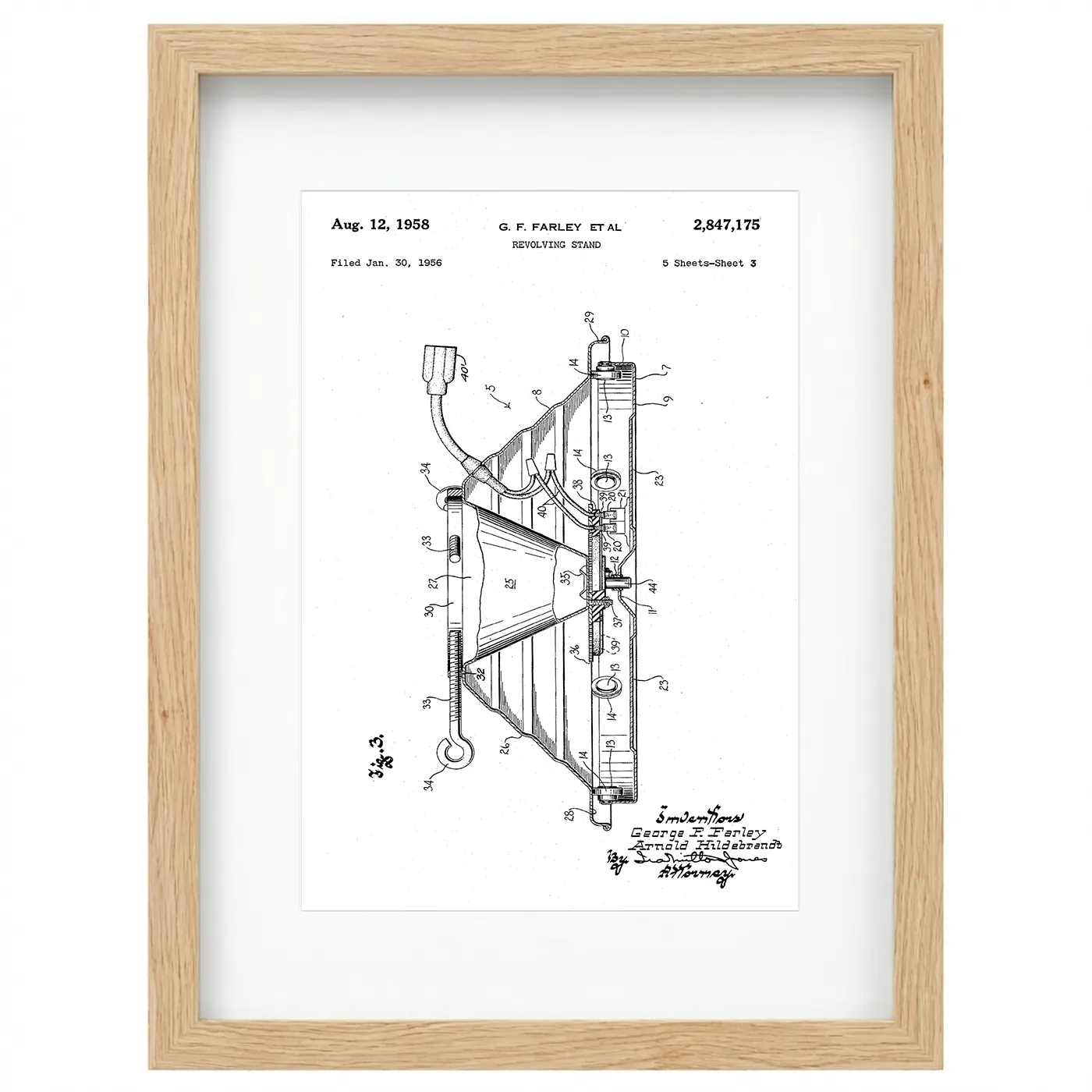 Framed patent art print - wood frame