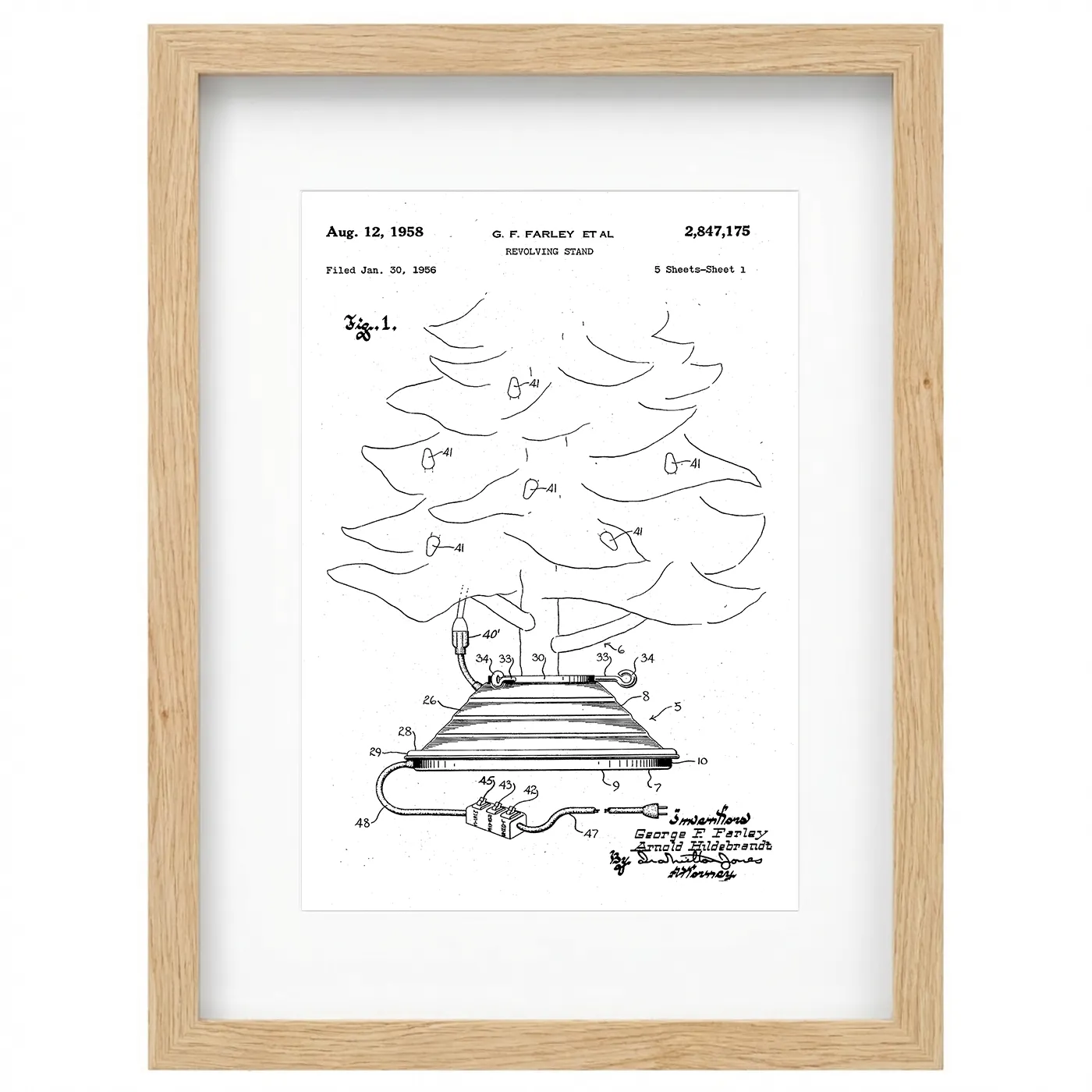 Framed patent art print - wood frame