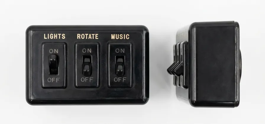 Remote controller with labeled controls.